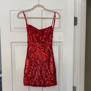 Elegant Red Sequin Dress